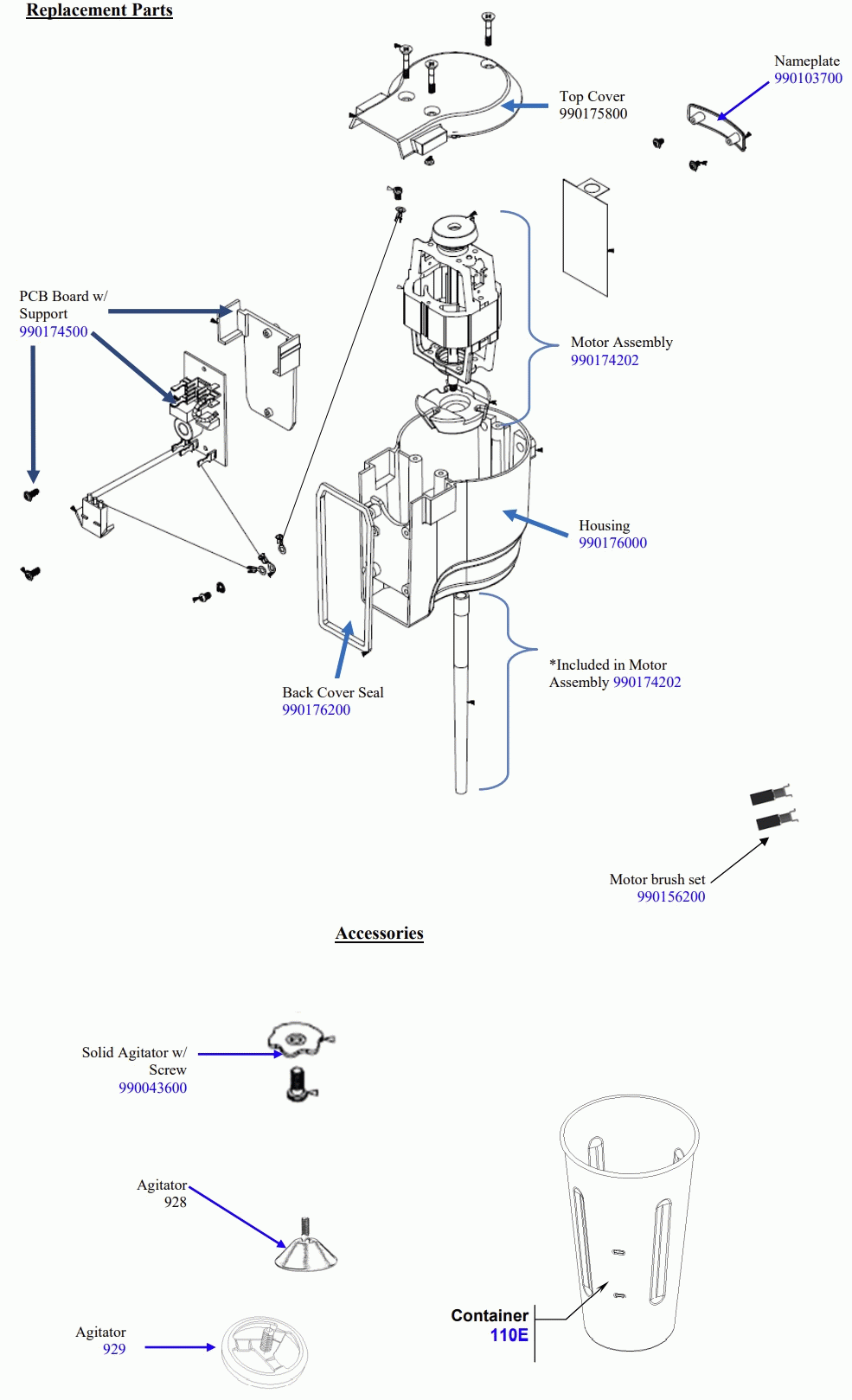 Diagram Diagram and Parts List for HMD300M-220TL  Hamilton Beach Drink Mixer